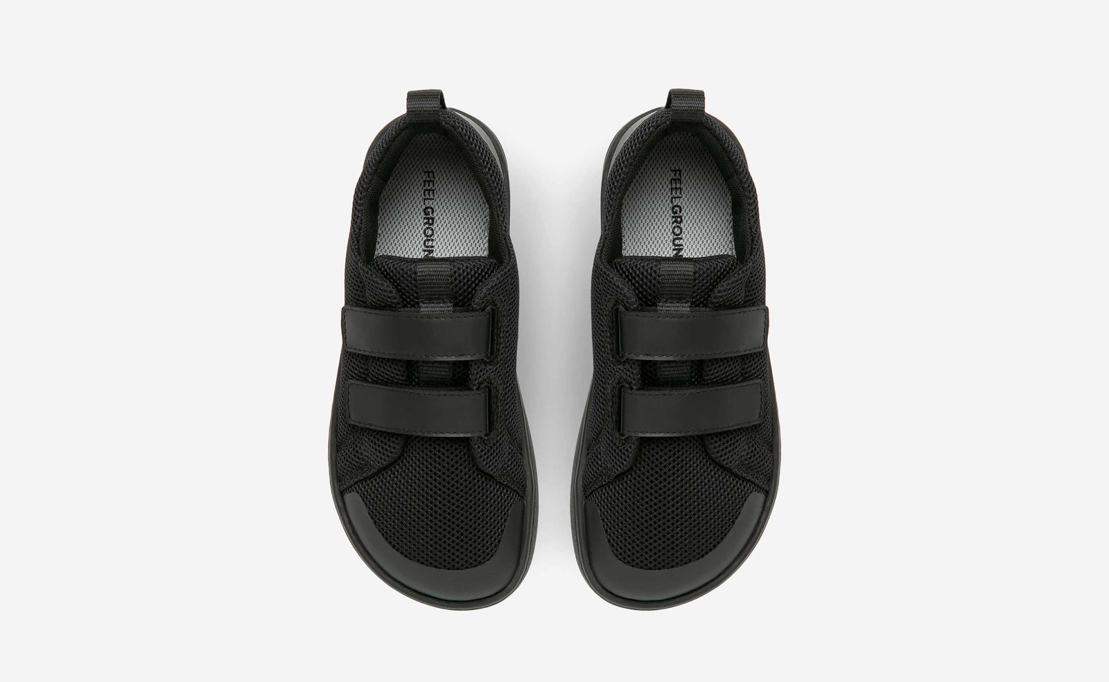 Feelgrounds Original Mesh Kids Barefoot Shoes for Active Children Zero Drop Wide Toe Box Vegan Flexible Sole All Black US C6